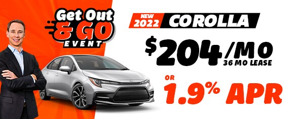 New 2022 Corolla $204/mo for 36mo lease OR 1.9% APR