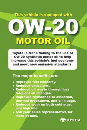 is toyota 0w 20 oil synthetic #6