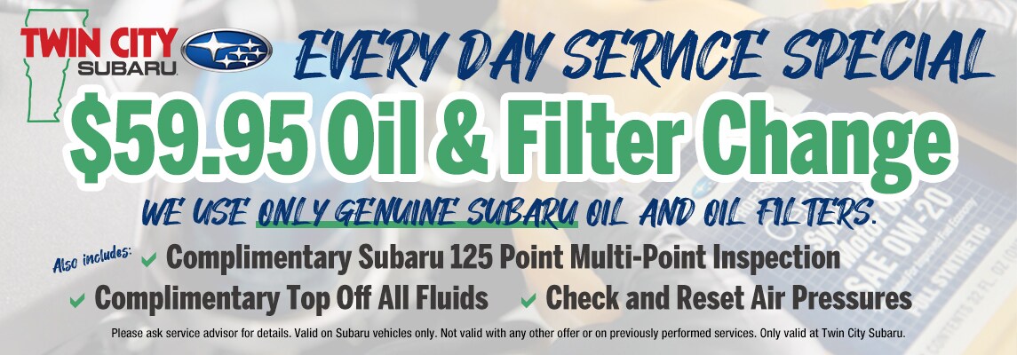 Twin City Subaru Oil Change Everyday Low Price Subaru Oil
Change Coupon