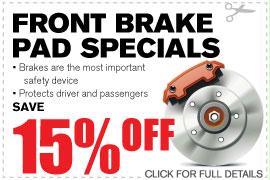 Front Brake Pad Specials Front Brake Pad Specials