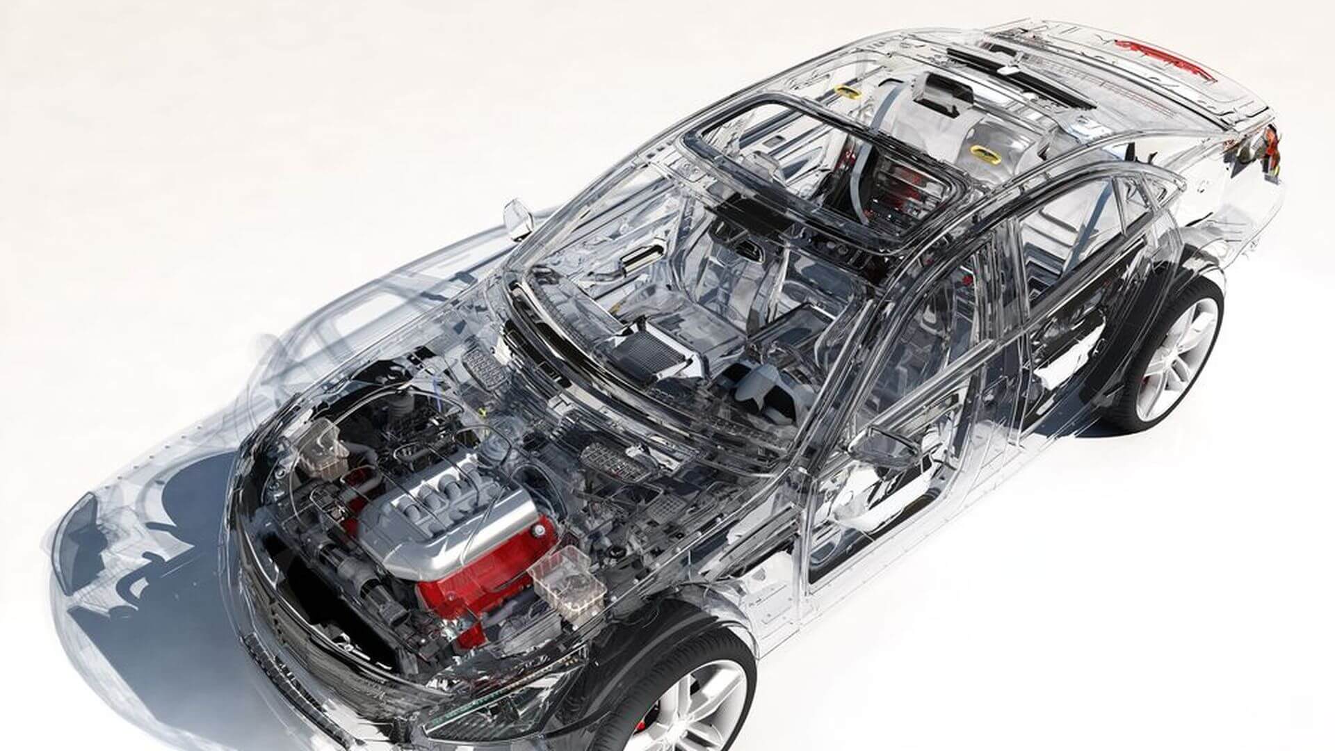 knowledge.jpeg X-ray view of a car showing engine, exhaust, and emissions system components inspected during Utah safety and emissions testing