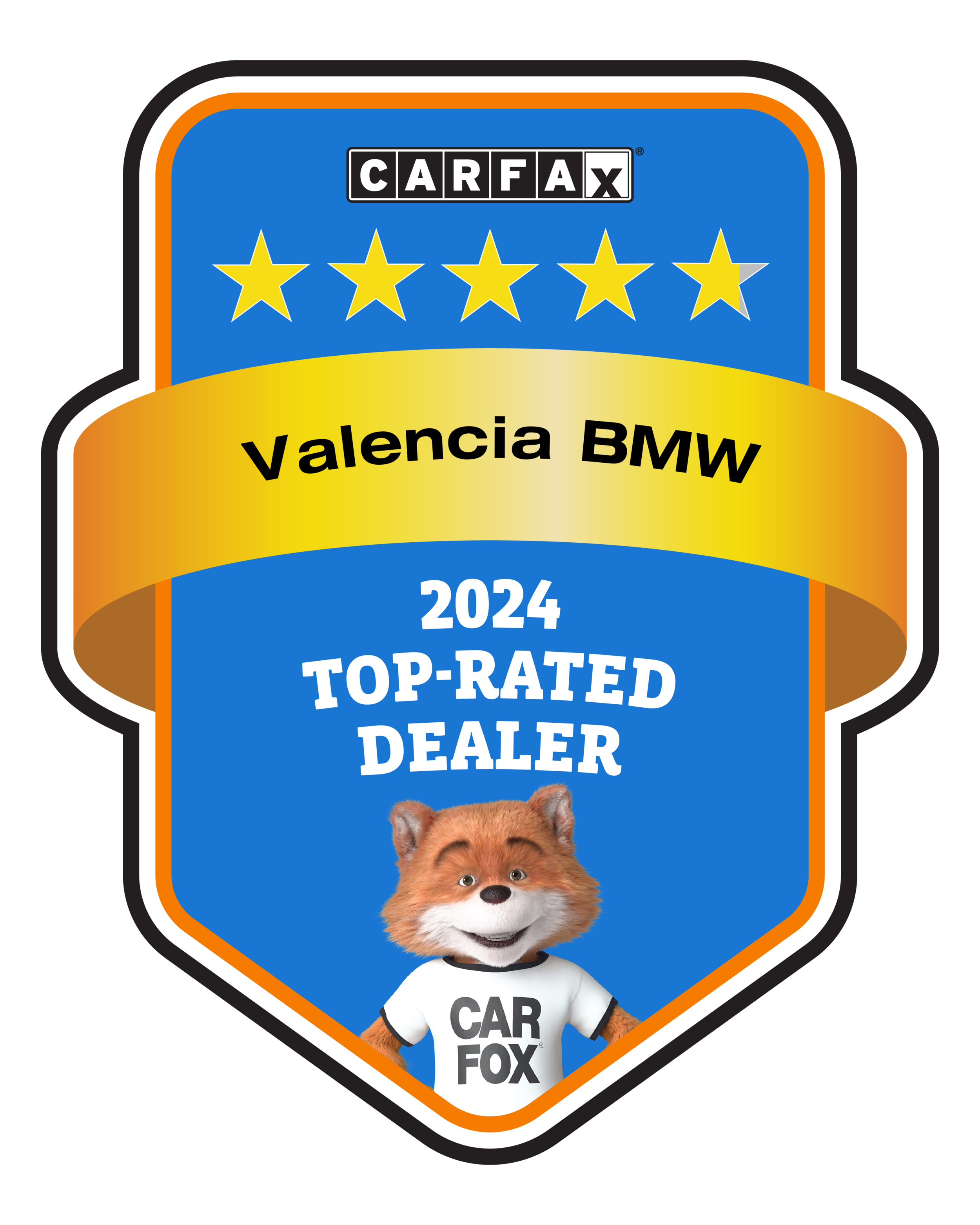 Valencia BMW Recognized as a CARFAX Top-Rated Dealer 2024 CARFAX Top-Rated Dealer badge