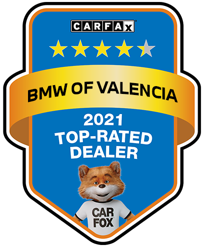 Valencia BMW Recognized as a CARFAX Top-Rated Dealer 2021 CARFAX Top-Rated Dealer badge