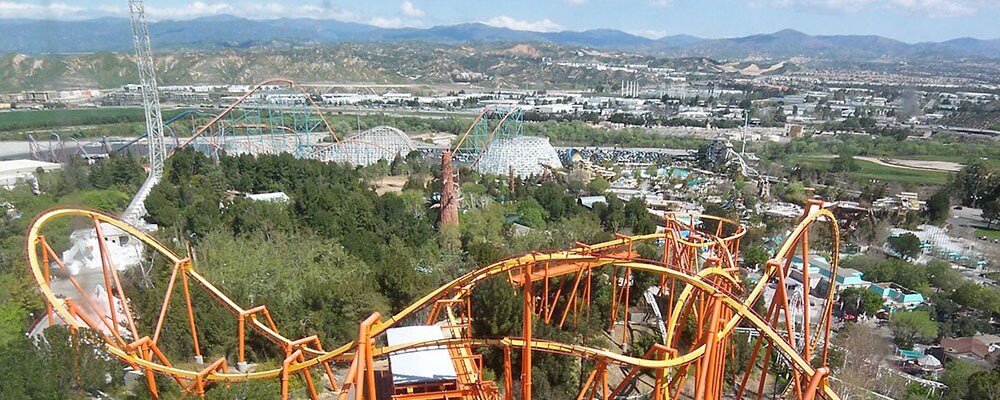 View of Six Flags in Valencia, CA