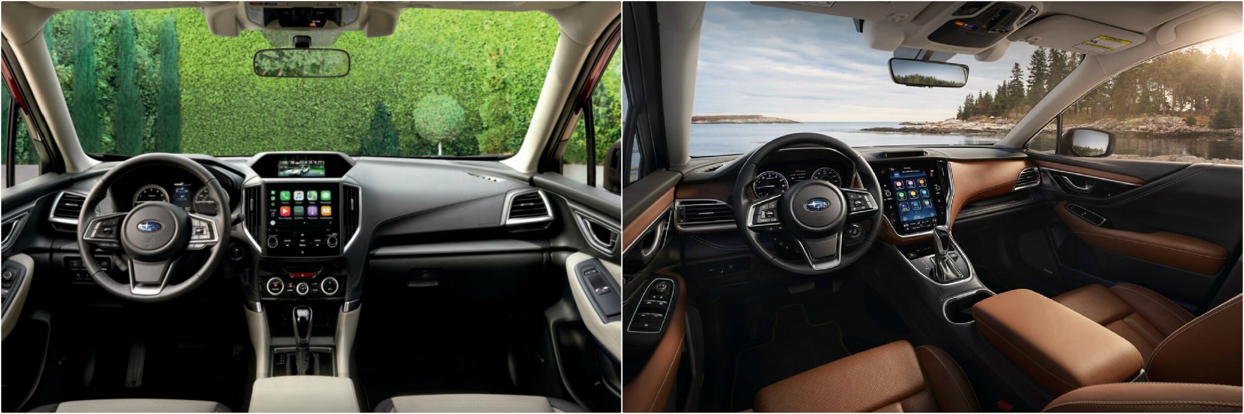 2020-subaru-forester-vs-outback-interior.jpg Interior dashboard comparison between the Forester and the Outback