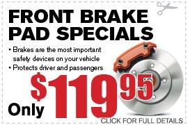 Front Brake Pad Specials