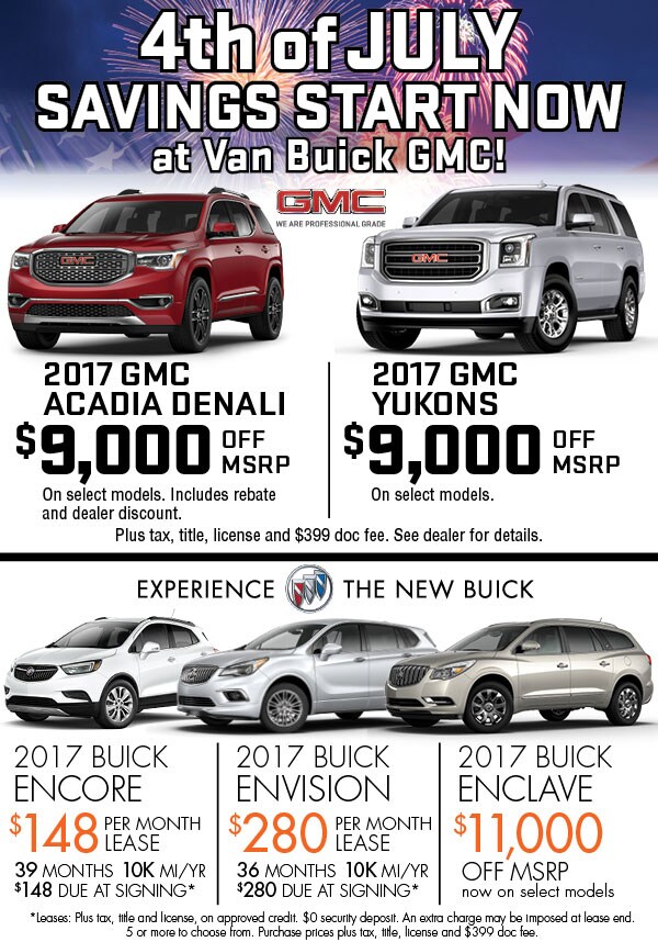 Advertised specials on New Models at Van Buick GMC, Scottsdale.
