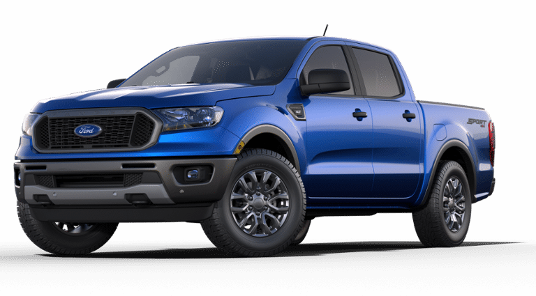A blue 2019 Ford Ranger SuperCrew XLT