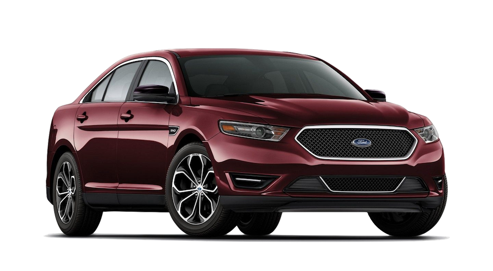 A red 2019 Ford Taurus