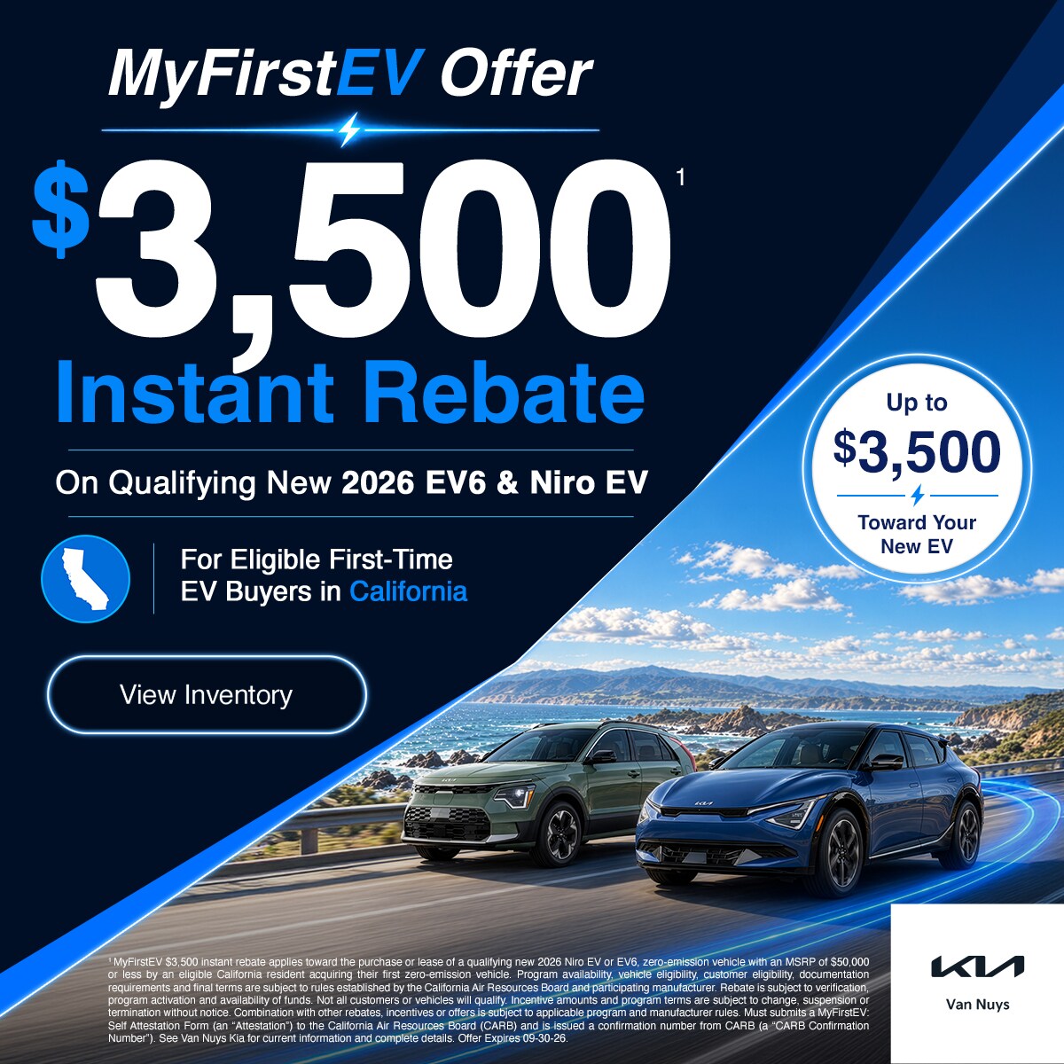 SEP2026_Slider_New_EV_Kia_EV6%20%26%20Niro%20EV_2026_Offer_Bonus%20Cash_1200x1200_09-30-2026.jpg