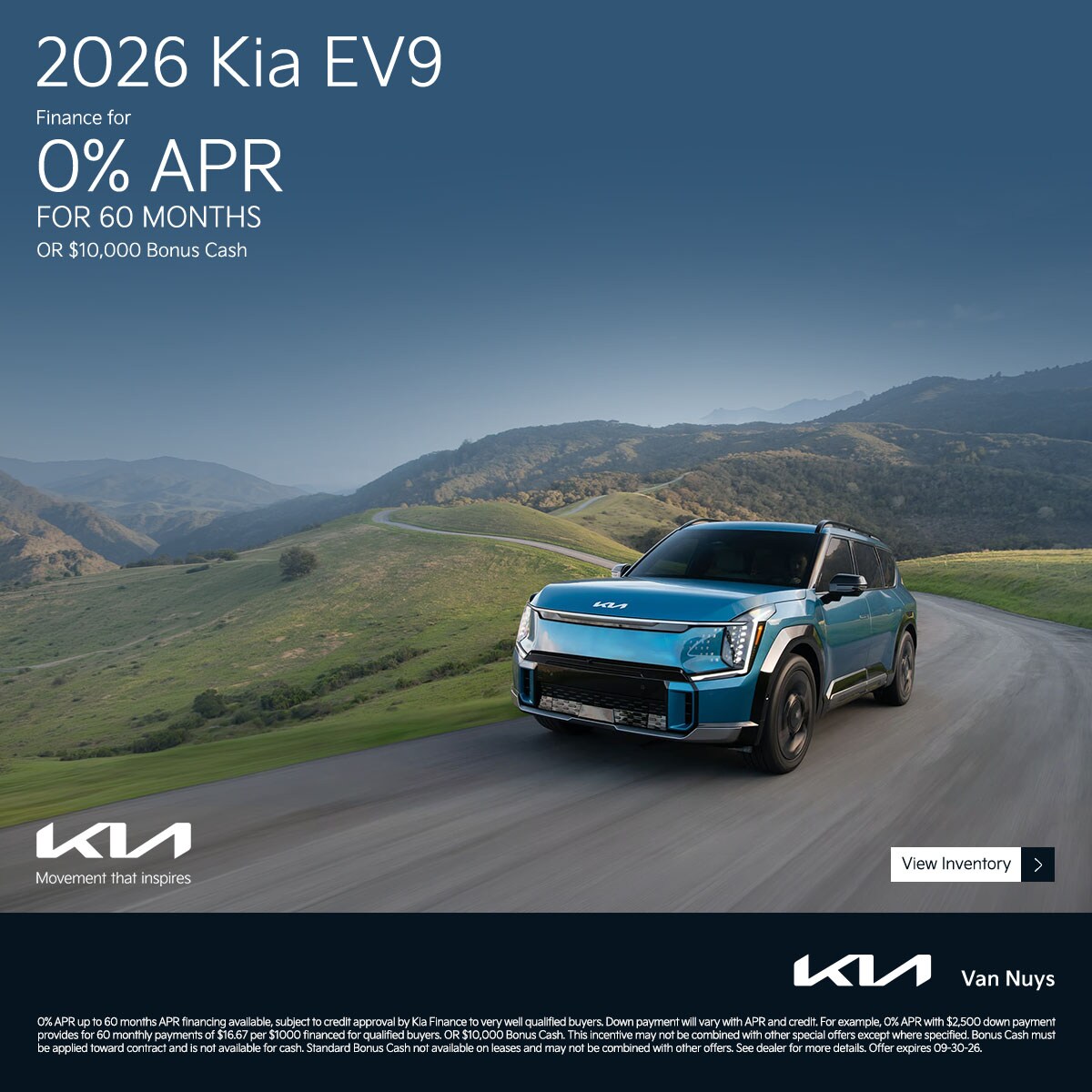 SEP2026_Slider_New_EV_Kia_EV9_2026_Offer_APR%20%26%20Bonus%20Cash_1200x1200_09-30-2026.jpg