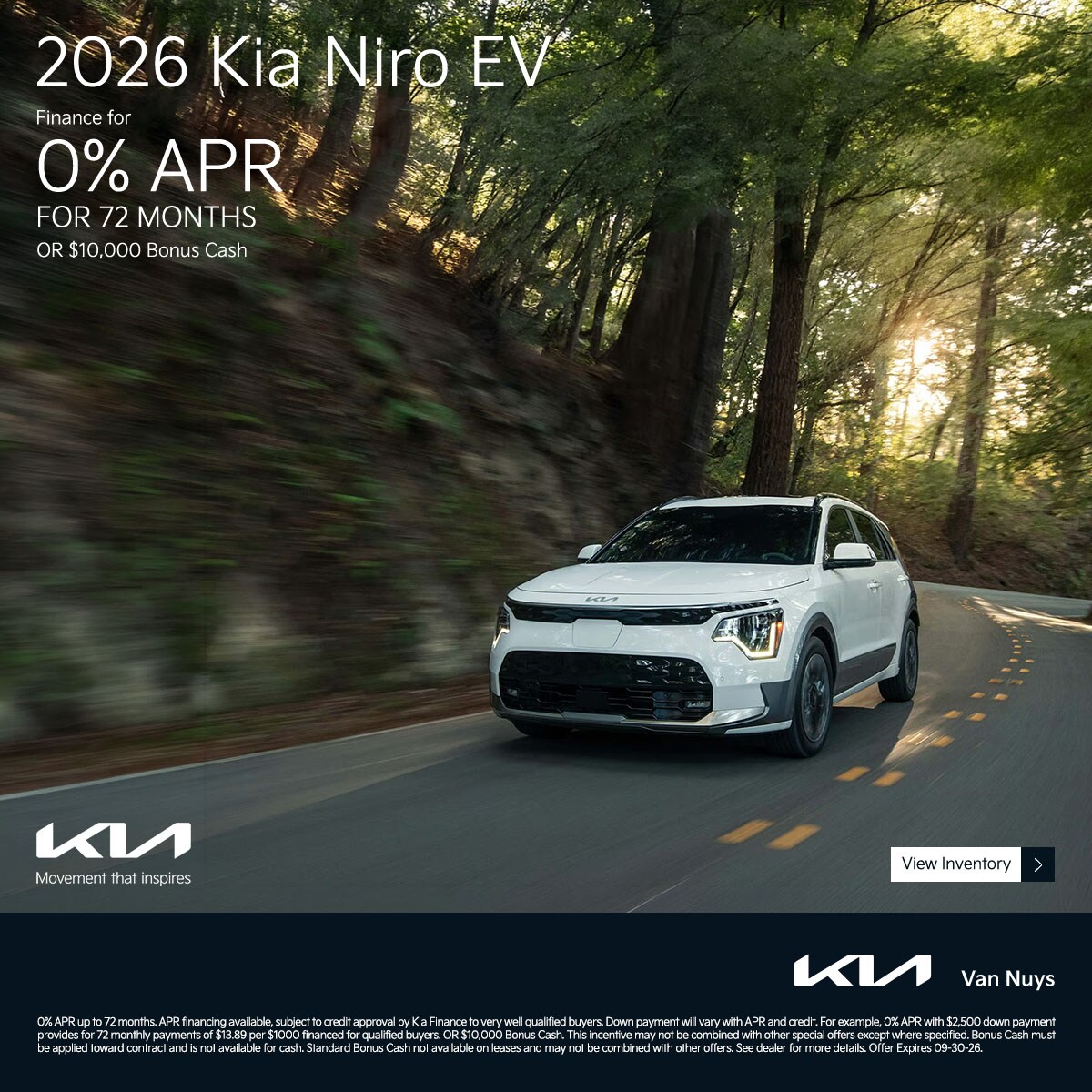 SEP2026_Slider_New_EV_Kia_Niro%20EV_2026_Offer_APR%20%26%20Bonus%20Cash_1200x1200_09-30-2026.jpg