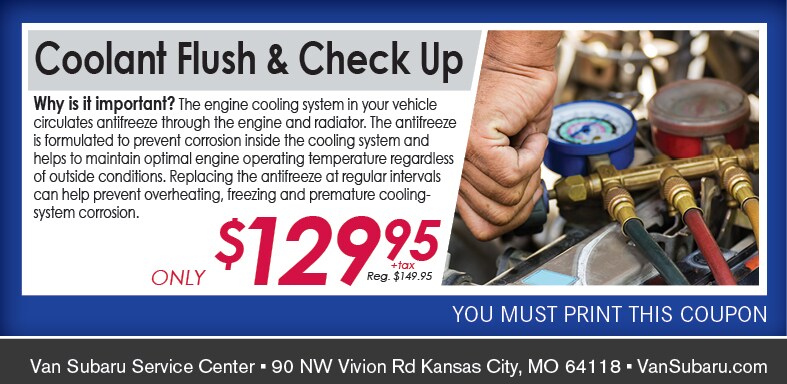 Coolant Flush Service Coupon, Kansas City Automotive Service. If no image, this offer has ended. Coolant Flush Service Coupon, Kansas City Automotive Service Special. If no image, this offer has ended.