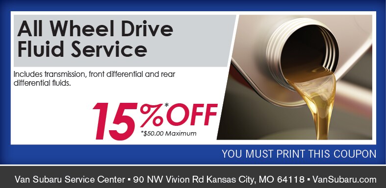All Weel Drive Fluid Service Coupon, Kansas City Automotive Service. If no image, this offer has ended. All Weel Drive Fluid Service Coupon, Kansas City Automotive Service Special. If no image, this offer has ended.