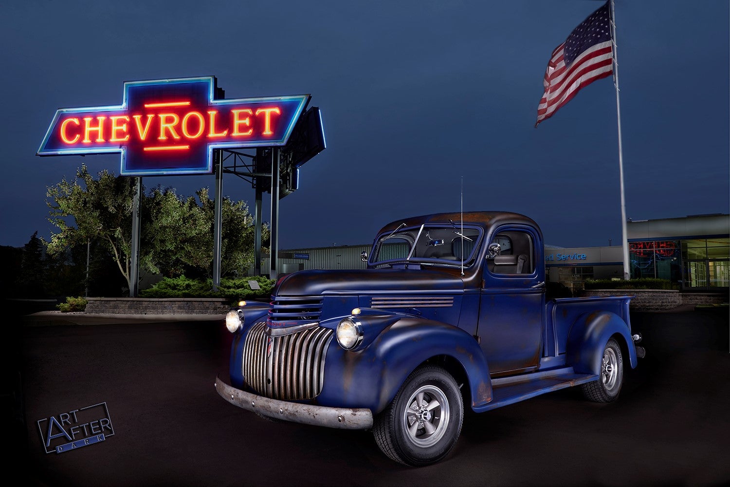 Old_Chevy_truck_after_dark.jpg