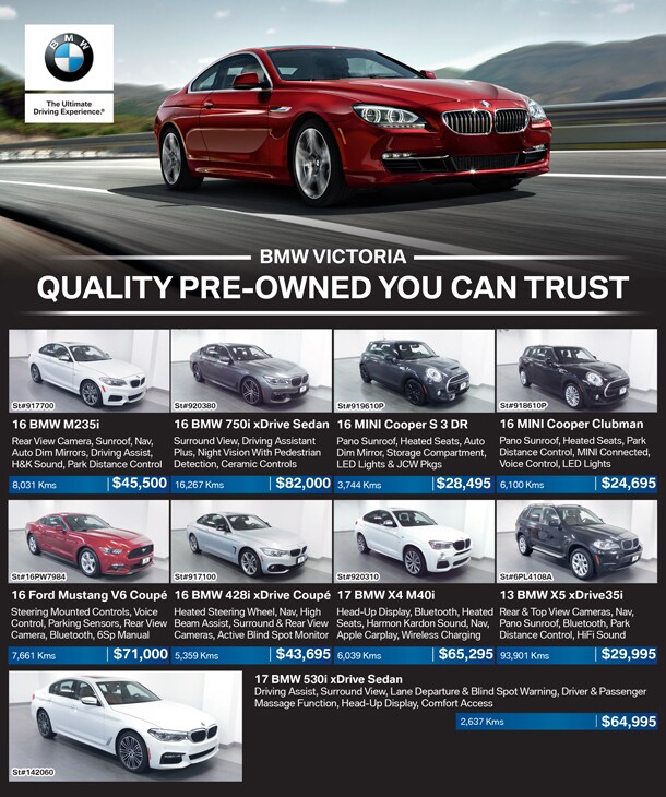 BMW Victoria Pre-Owned Vehicle May Special Offers