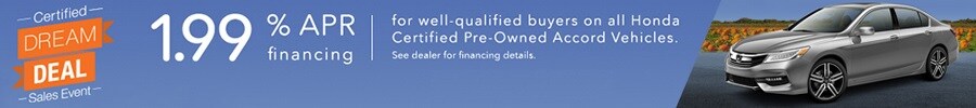 Get 1.99% APR on a Certified Honda Accord!