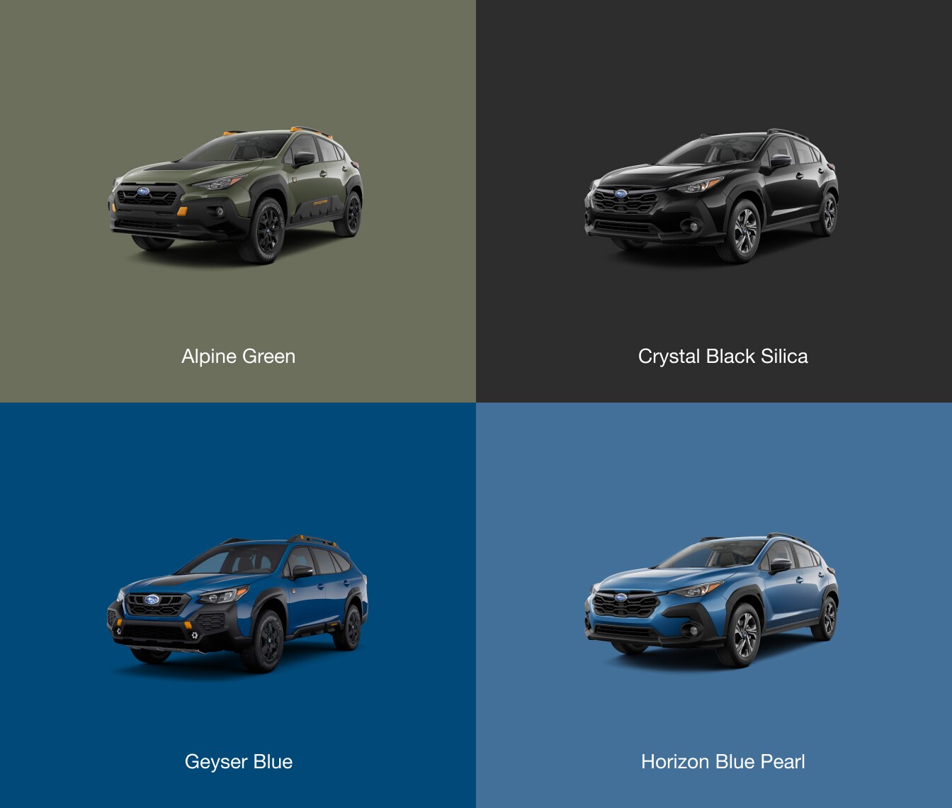 Alpine Green, Crystal Black Silica, Geyser Blue, & Horizon Blue Pearl