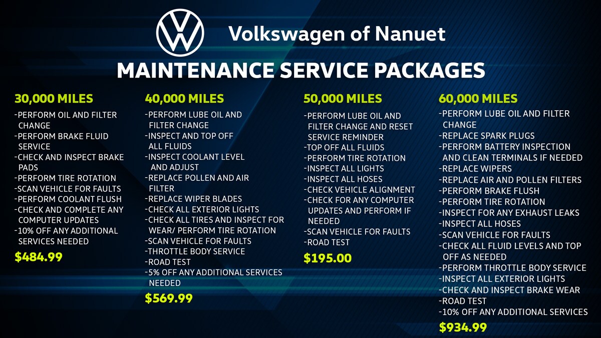 VW of Nanuet Maintenance Service Packages