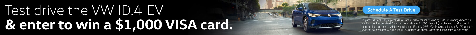 Test Drive the VW ID.4 EV & enter to win a $1,000 Visa card