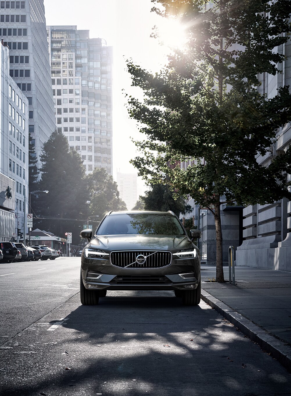 Volvo Cars New Bern is a Car Dealership near Bogue, NC | 2020 Volvo XC60 front of car driving through city road