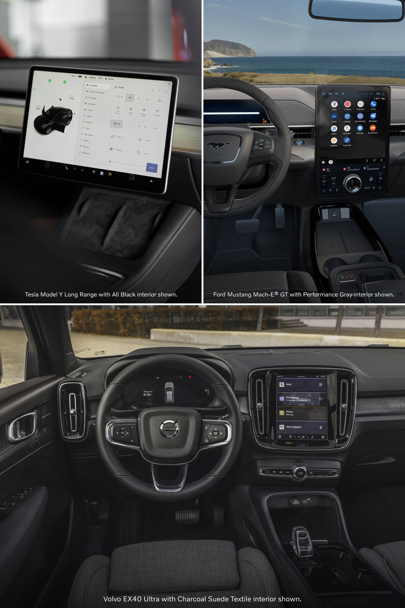 Mach-E vs. Tesla Model Y vs. Volvo EX40 Technology