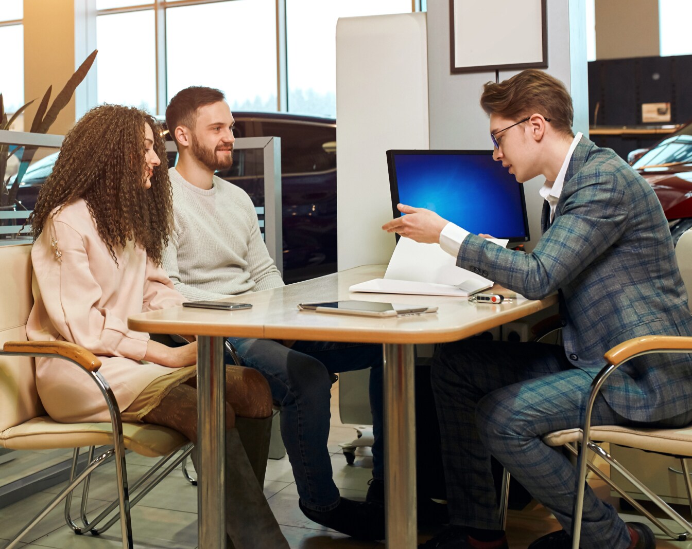 Customers speaking with Volvo Sales Associate