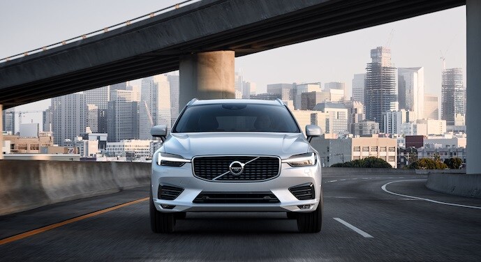 Front View of a 2019 Volvo XC60 in City Streets