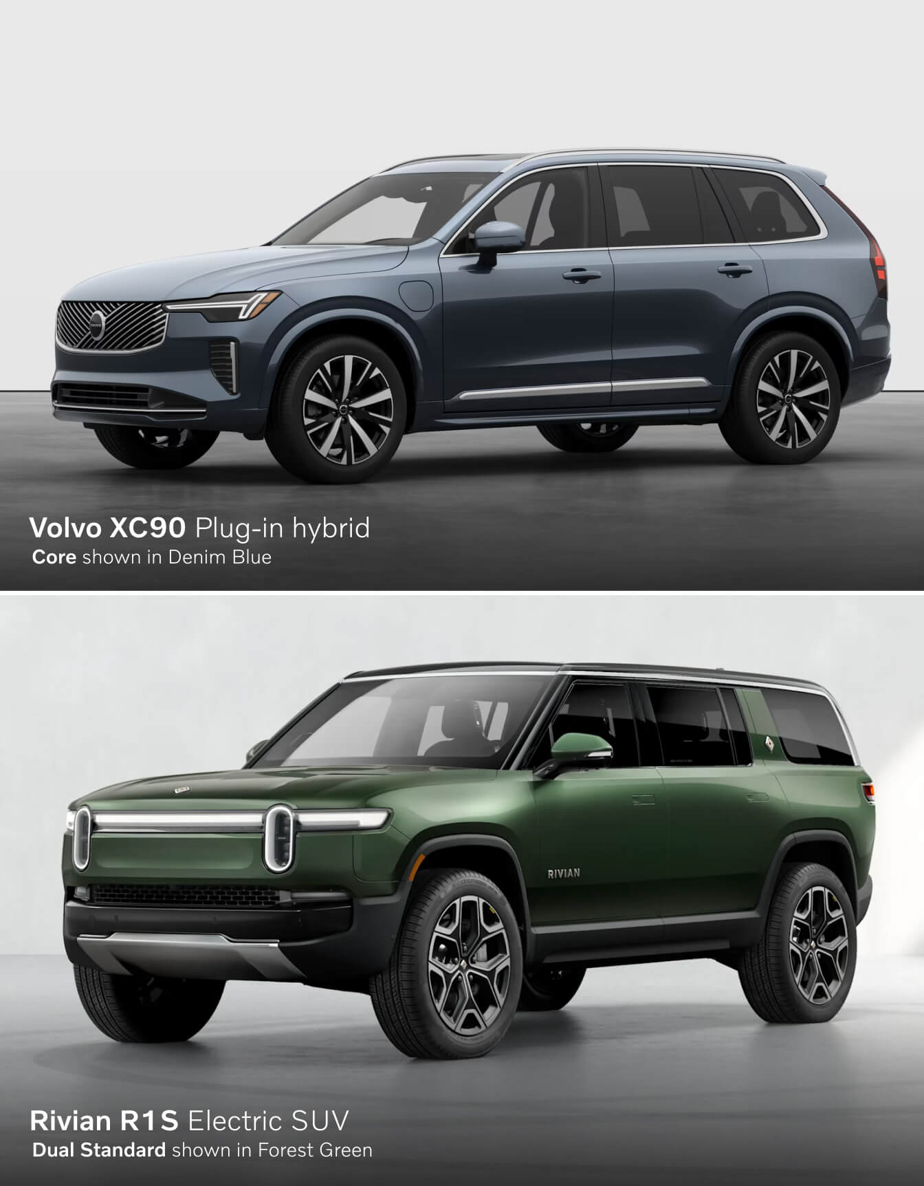Rivian R1S vs. Volvo XC90 Recharge Performance and Safety