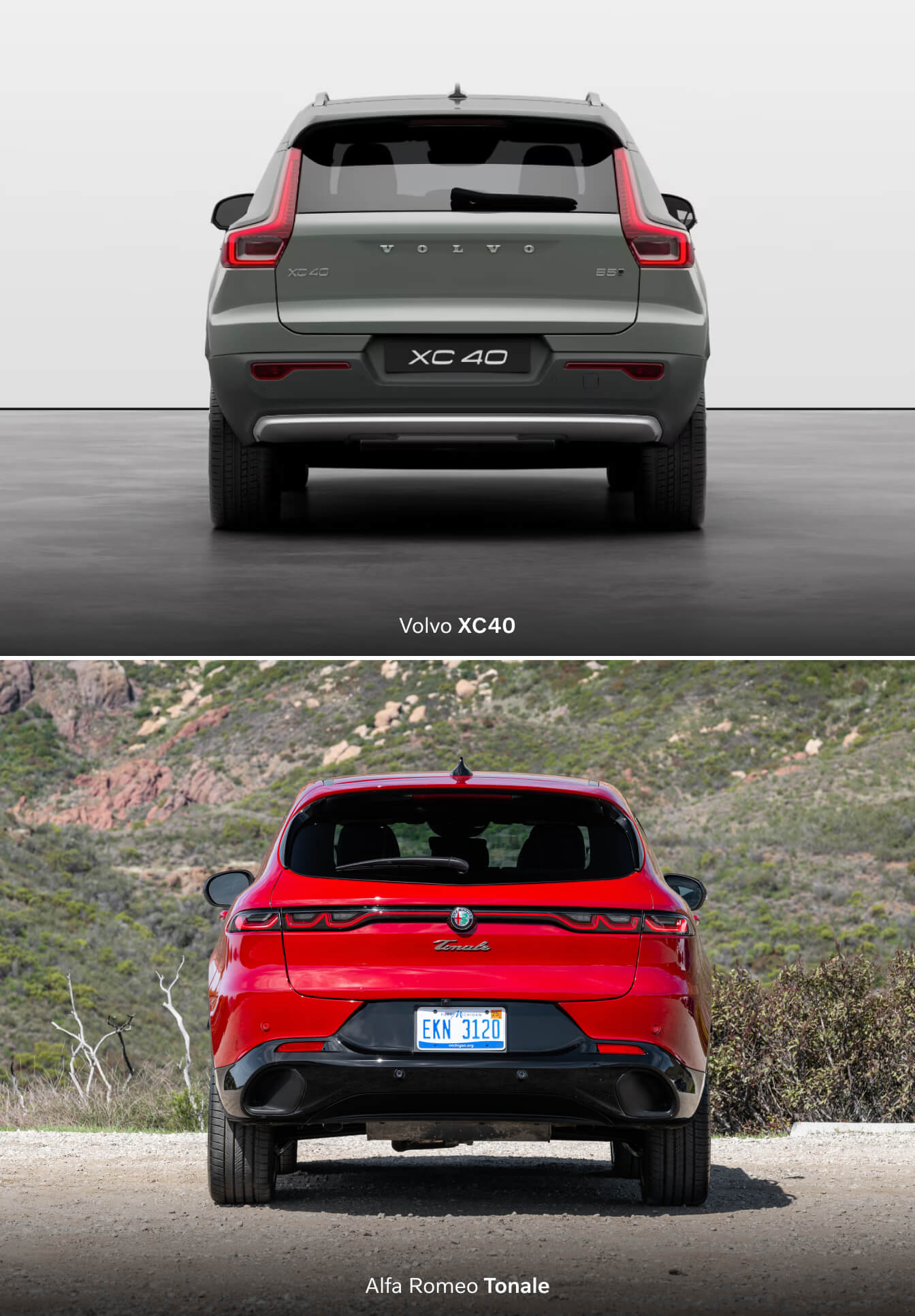 Volvo XC40 vs. Alfa Romeo Tonale Dimensions and Cargo Space