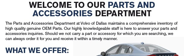Welcome to Volvo Parts and Accessories