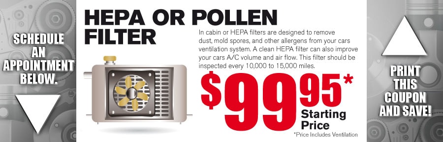 Money Saving Auto Service Coupon from Volvo of Dallas for Hepa or Pollen Filter