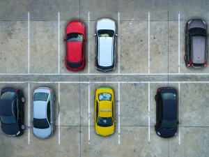 Used cars on a car dealership lot