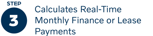 Step 3: Calculates Real-Time Monthly Finance or Lease Payments