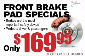 Front Brake Pad Specials