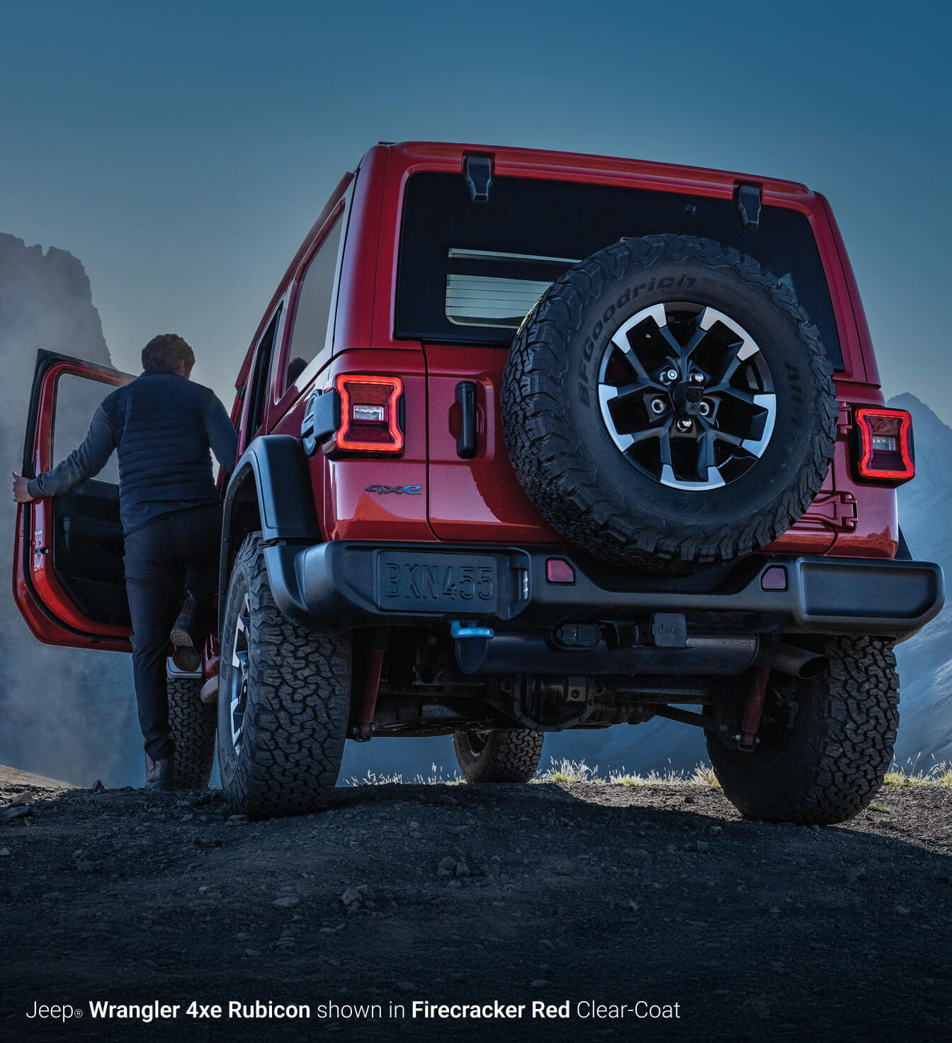 Jeep Wrangler 4xe Rubicon Shown in Firecracker Red Clear-Coat