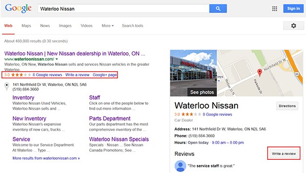 Waterloo Nissan Google Reviews