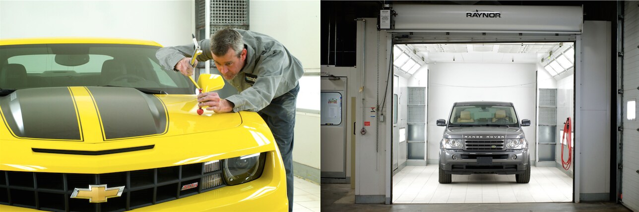 Paintless dent repair and paint booth at Autoworks Collision of Wayzata