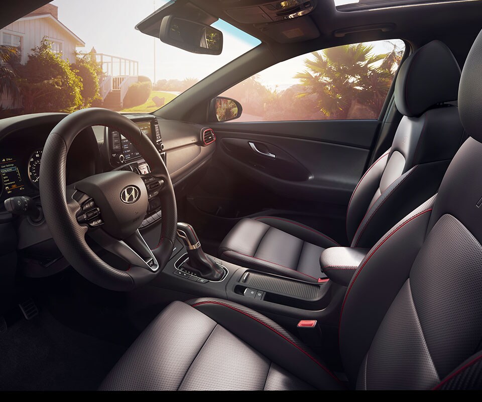 Tips for spring cleaning your car at West Broad Hyundai in Henrico, VA | Interior View of Hyundai Elantra-GT N-Line at Sundown