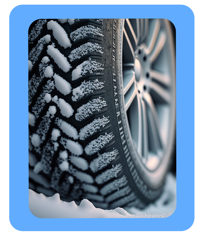 The Cold Facts of Winter Tires | West Broad Hyundai in Henrico, VA | Close up of winter tires on the snow
