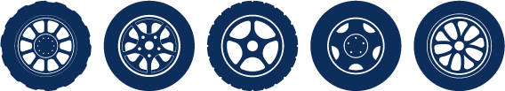 What is a Tire Rotation? at West Broad Hyundai | Illustration of Multiple Dark Blue Tires in a Line