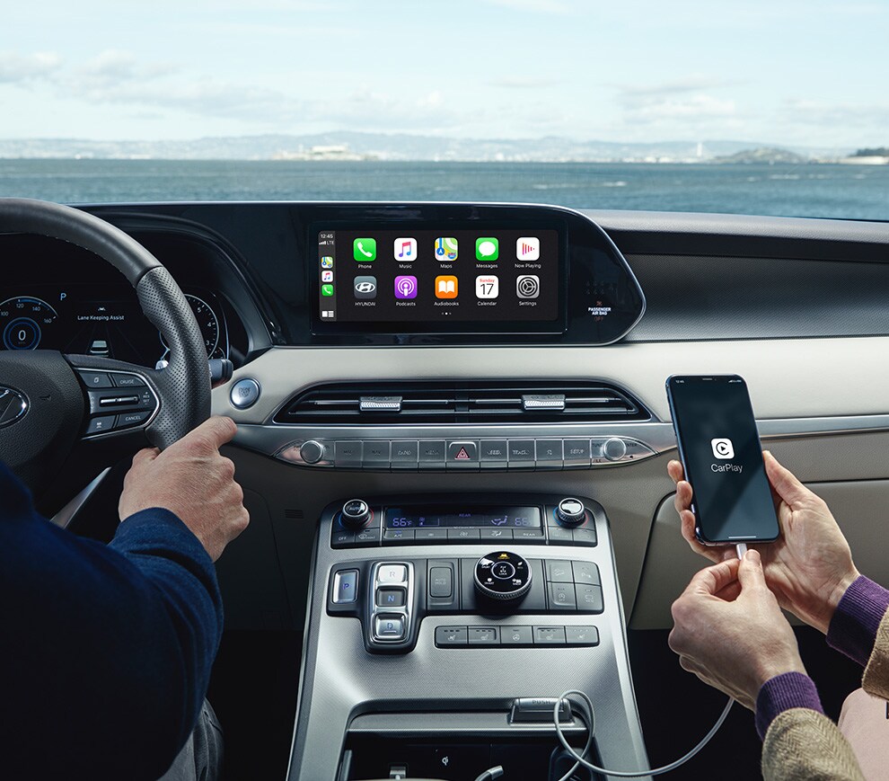 Car Technology Trends at West Broad Hyundai in Henrico, VA | Close up of the interior of a 2023 Hyundai Palisade with Apple Carplay