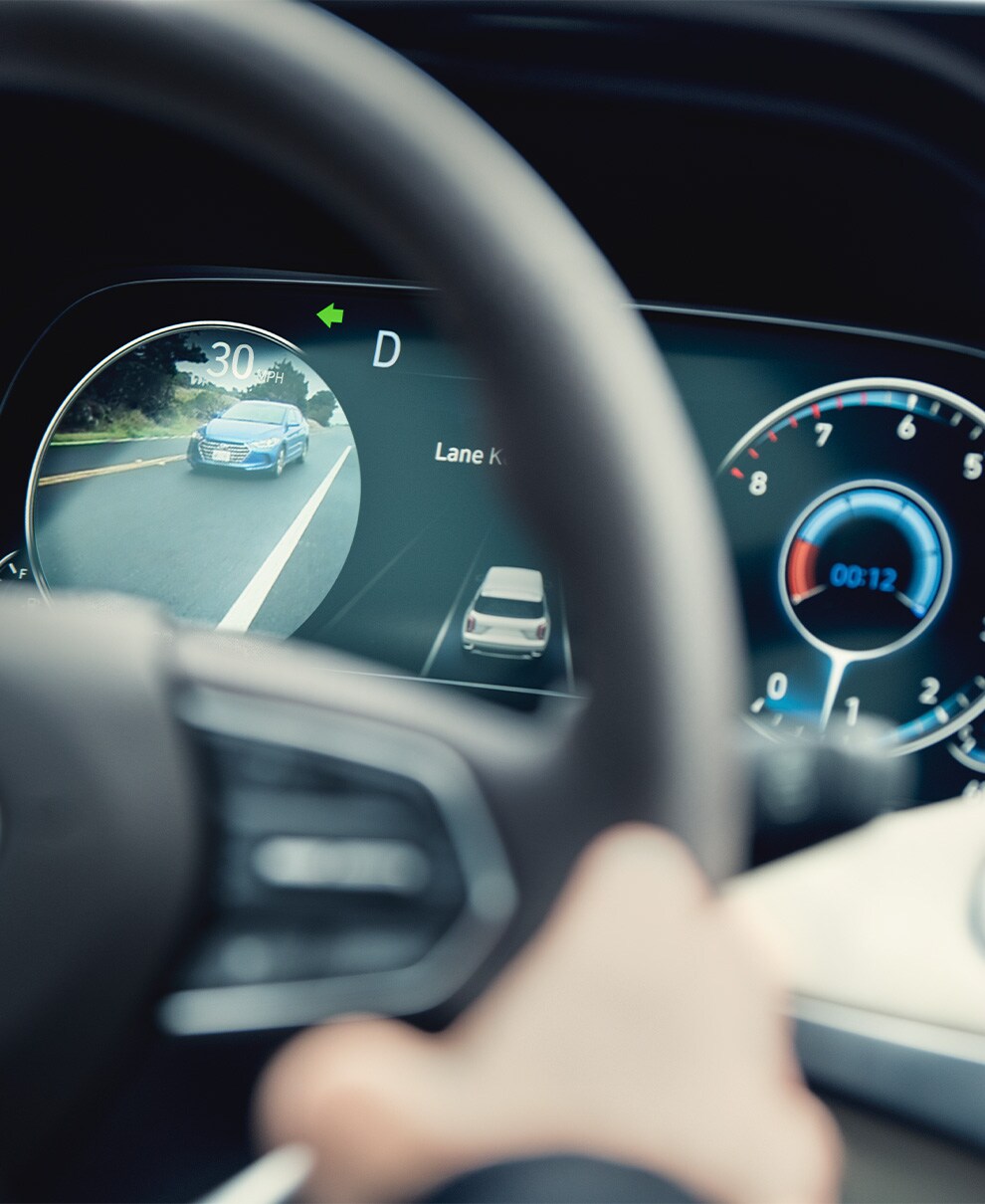 Car Technology Trends at West Broad Hyundai in Henrico, VA | Close up of a 2023 Palisade with digital dashboard with rear view camera
