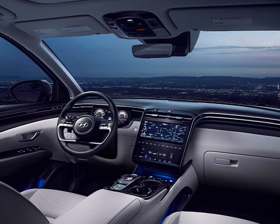 Compare the 2022 Hyundai Tucson vs. the 2021 Honda CR-V at West Broad Hyundai | Inside view of Tucson driver's seat