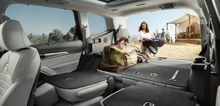 Performance features of the 2022 Telluride at West Broad Kia of Richmond | 2022 Kia Telluride showing backseat and trunk space