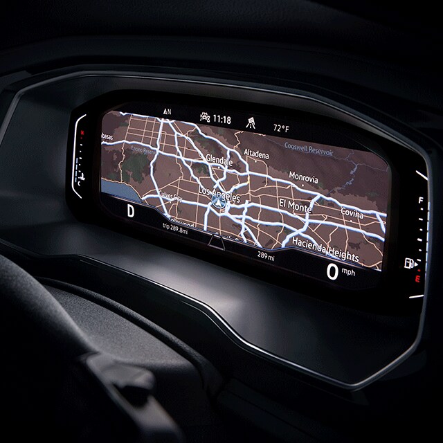 Things to Check When Buying a Used Car | West Broad Volkswagen in Richmond, VA | Close Up of GPS Navigation on Dashboard in 2021 Volkswagen Jetta