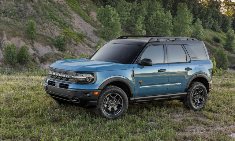 2021 Ford Bronco Sport exterior near grassy mountains