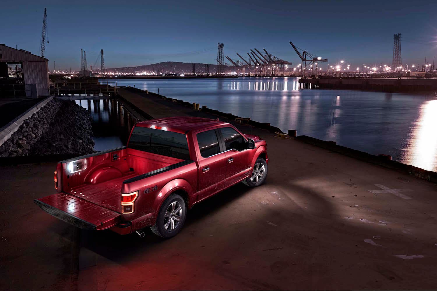 Ford F-150 Parked and it up at Night