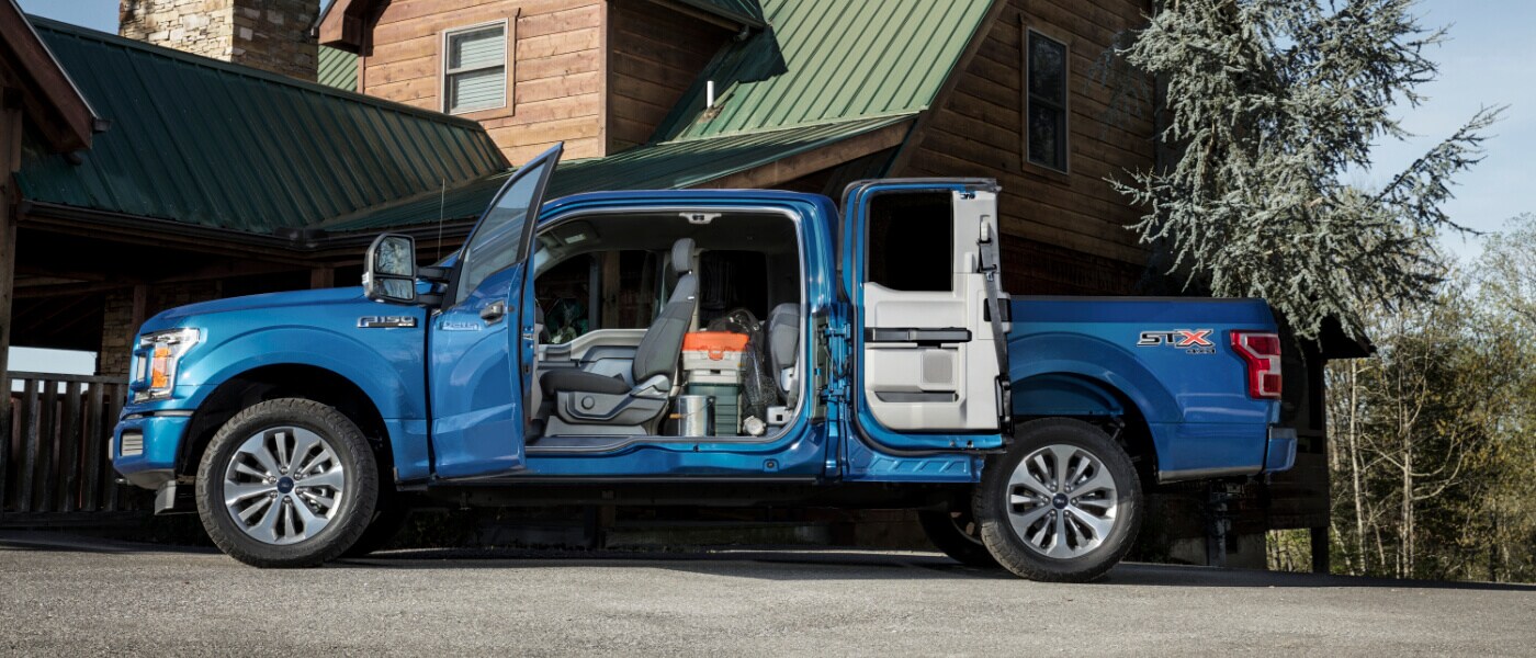 2020 Blue Ford F-150 With Doors Open