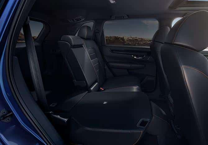 Spacious cargo area of the 2026 Honda CR-V with the rear seats folded down.